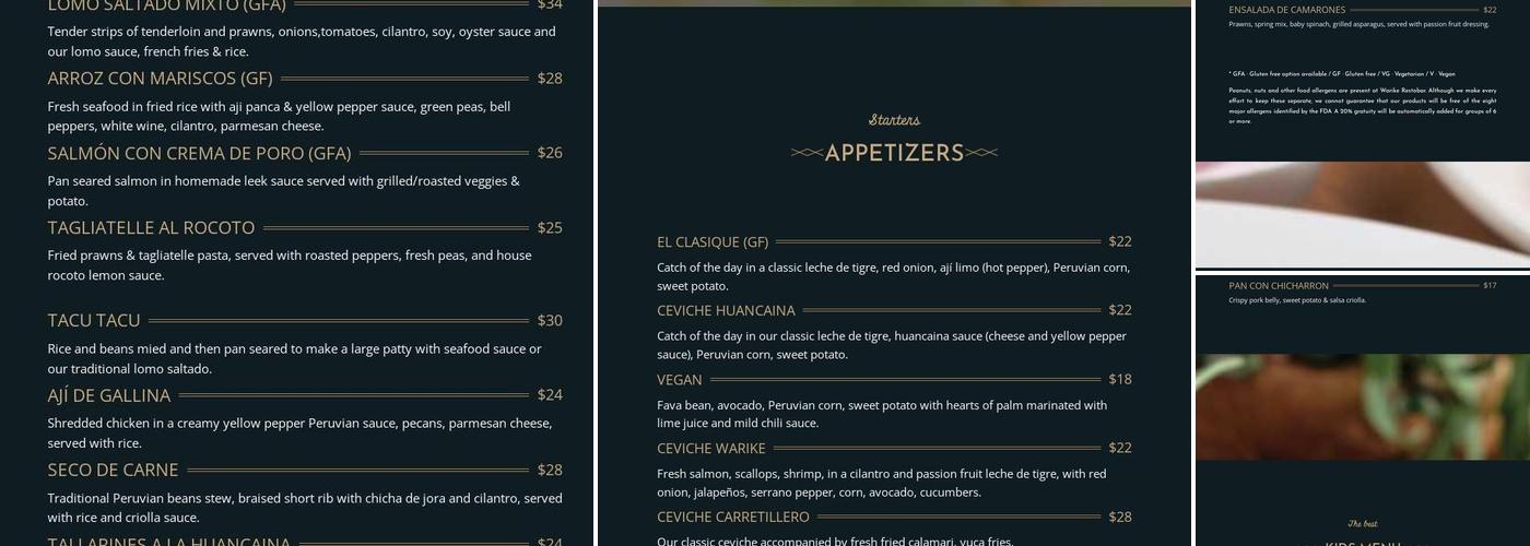 Warike Restobar Menu