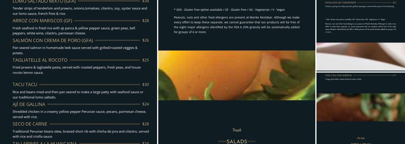 Warike Restobar Menu