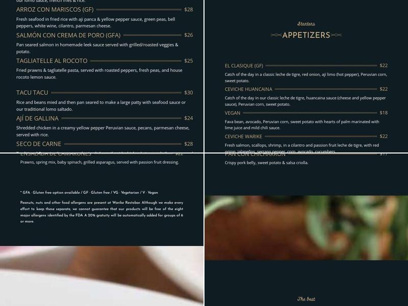 Warike Restobar Menu