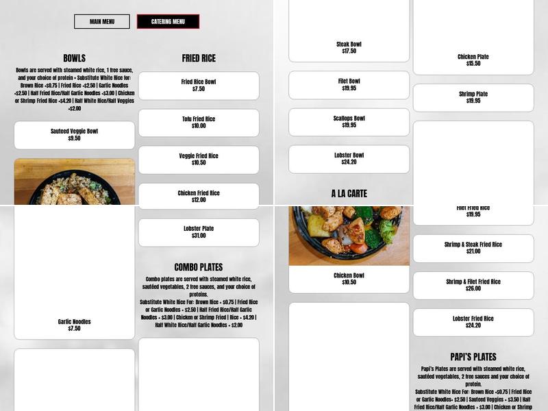 HIBACHI PAPI Menu