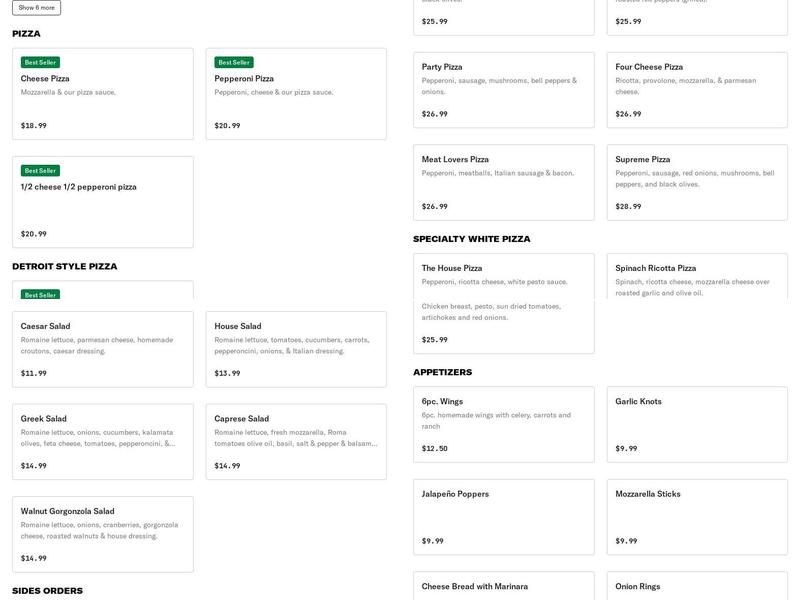 Rogers Pizzerolo Italian grill Menu