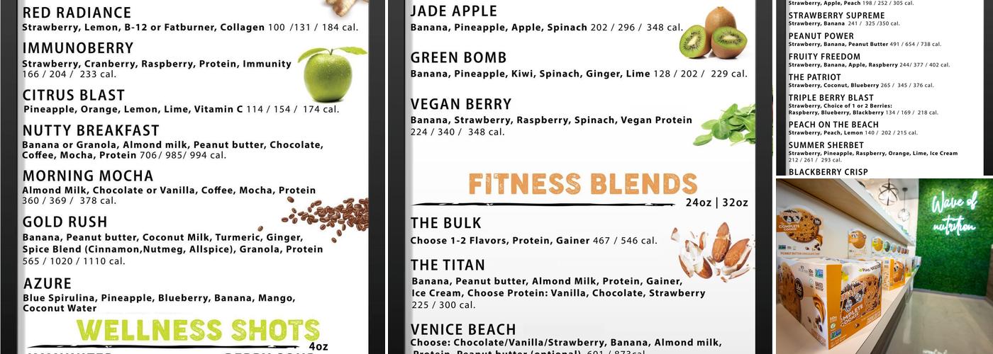 Pacific Coast Health Smoothie Menu
