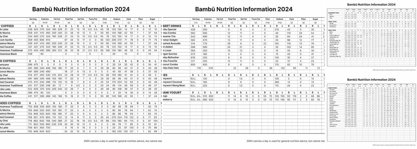 Bambu Drinks & Desserts - Arvada Menu