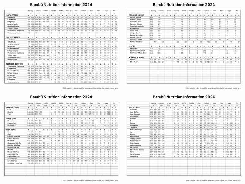 Bambu Drinks & Desserts - Arvada Menu
