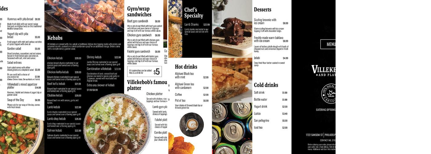 Villekebabs & Platters Menu