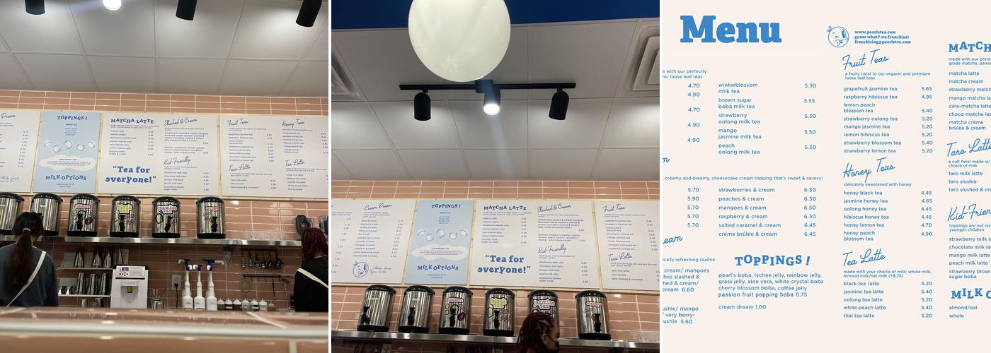 Pearl's Tea - Johns Creek Menu