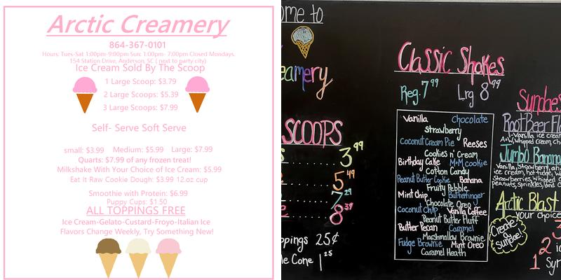 Arctic Creamery Menu