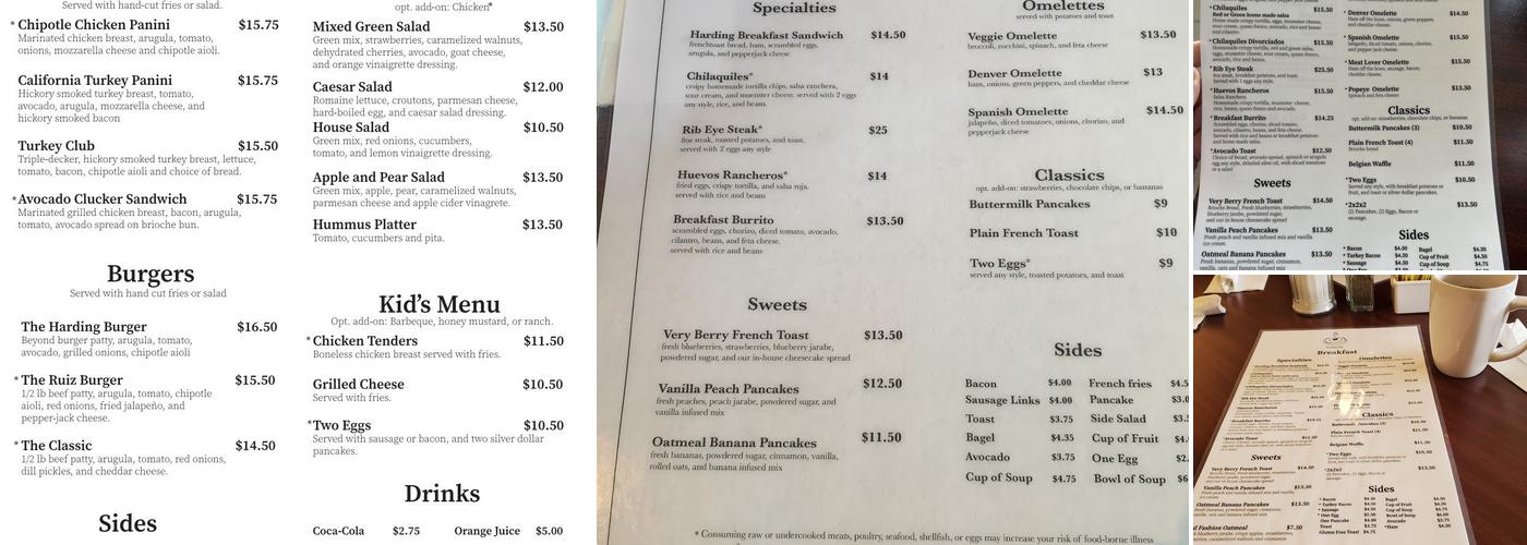 Harding Cafe Menu