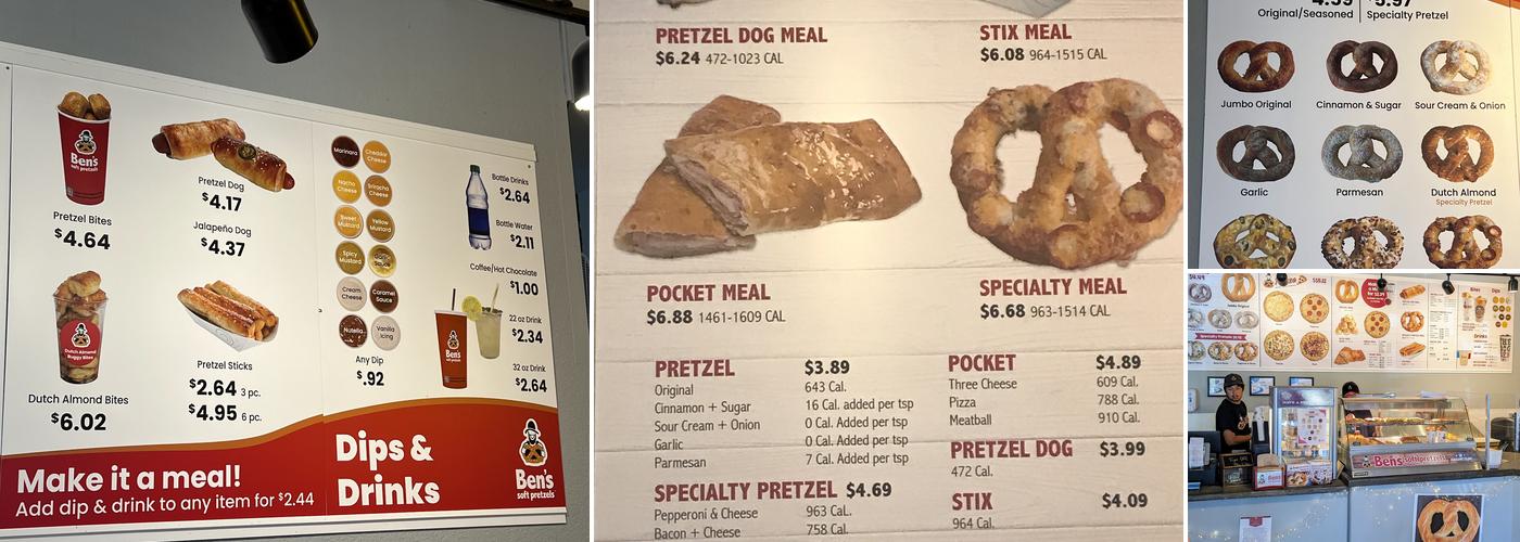 Ben's Soft Pretzels Menu