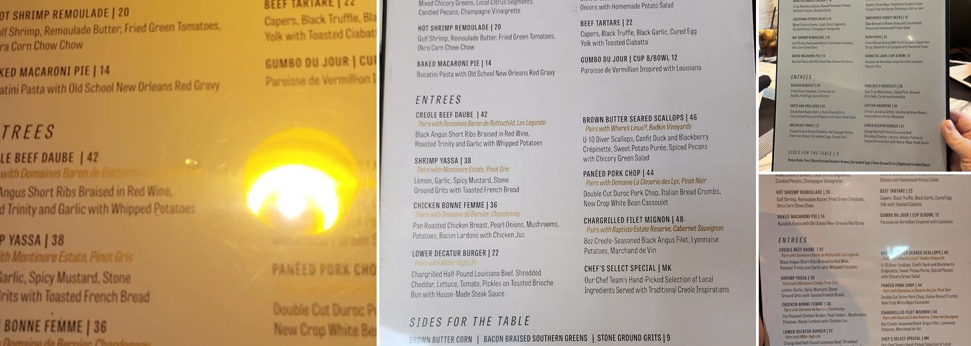 Saint John Menu