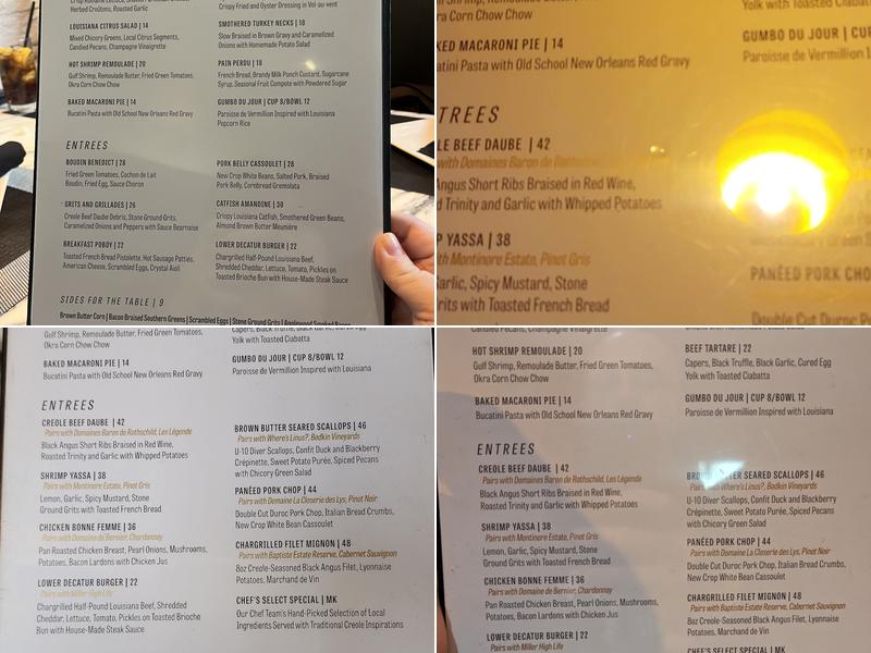 Saint John Menu