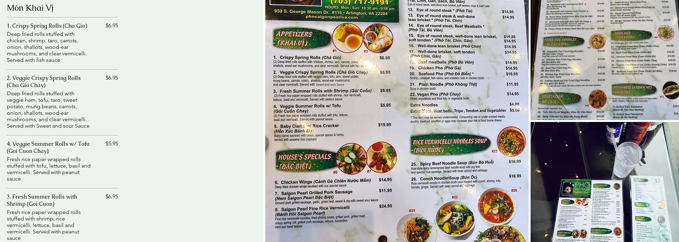 Pho Saigon Pearl Menu