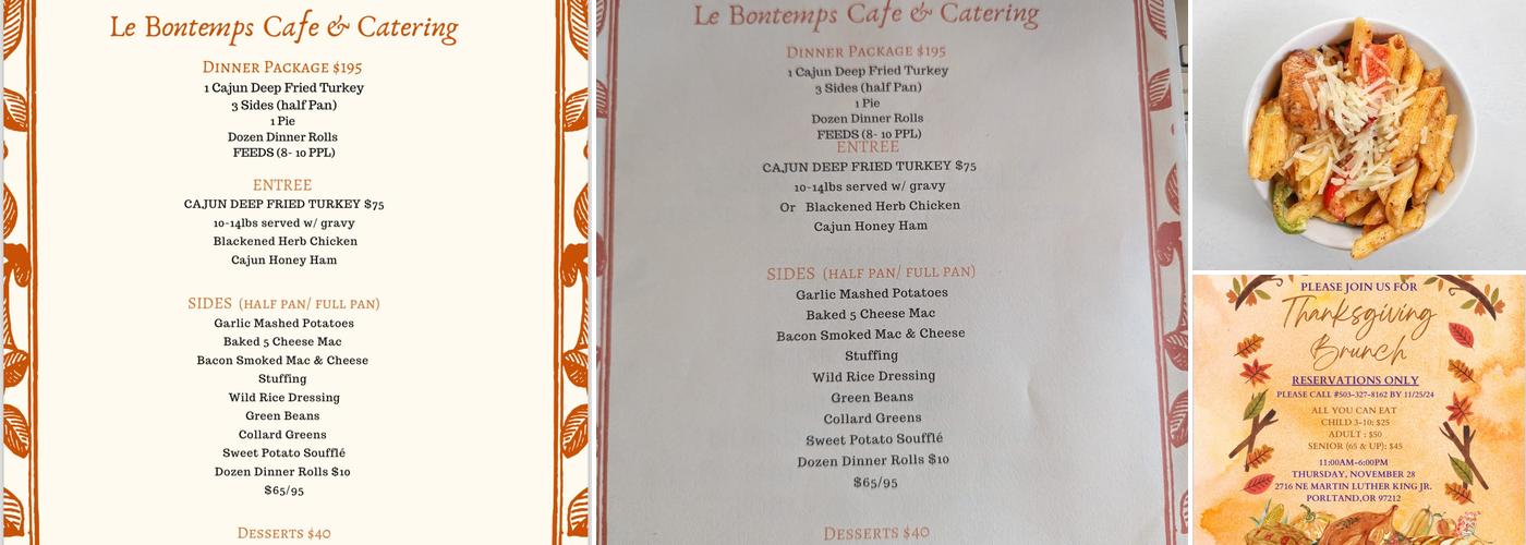 Le Bontemps Café & Catering Menu