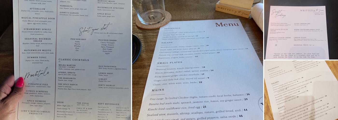 Written by the Seasons Menu