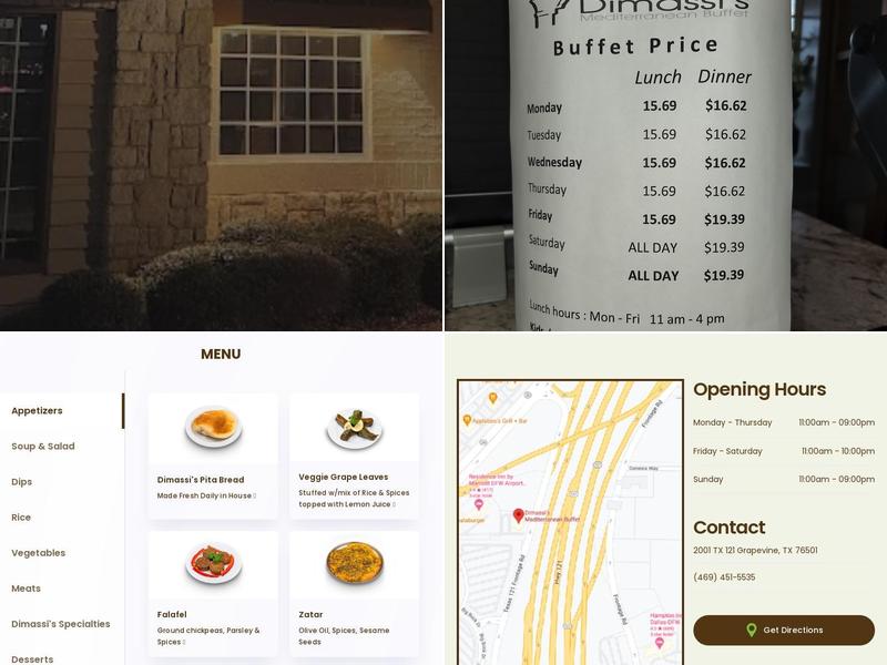 Dimassi's Mediterranean Buffet Menu
