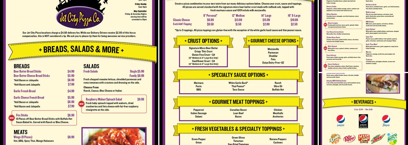 Jet City Pizza Menu