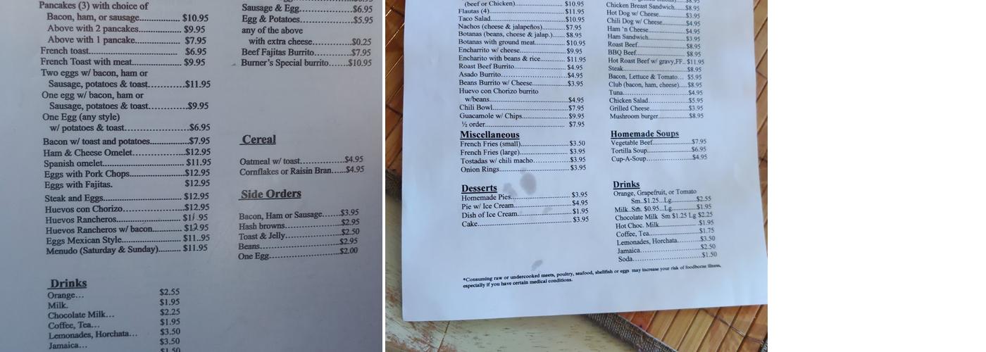 Oasis Restaurant Menu