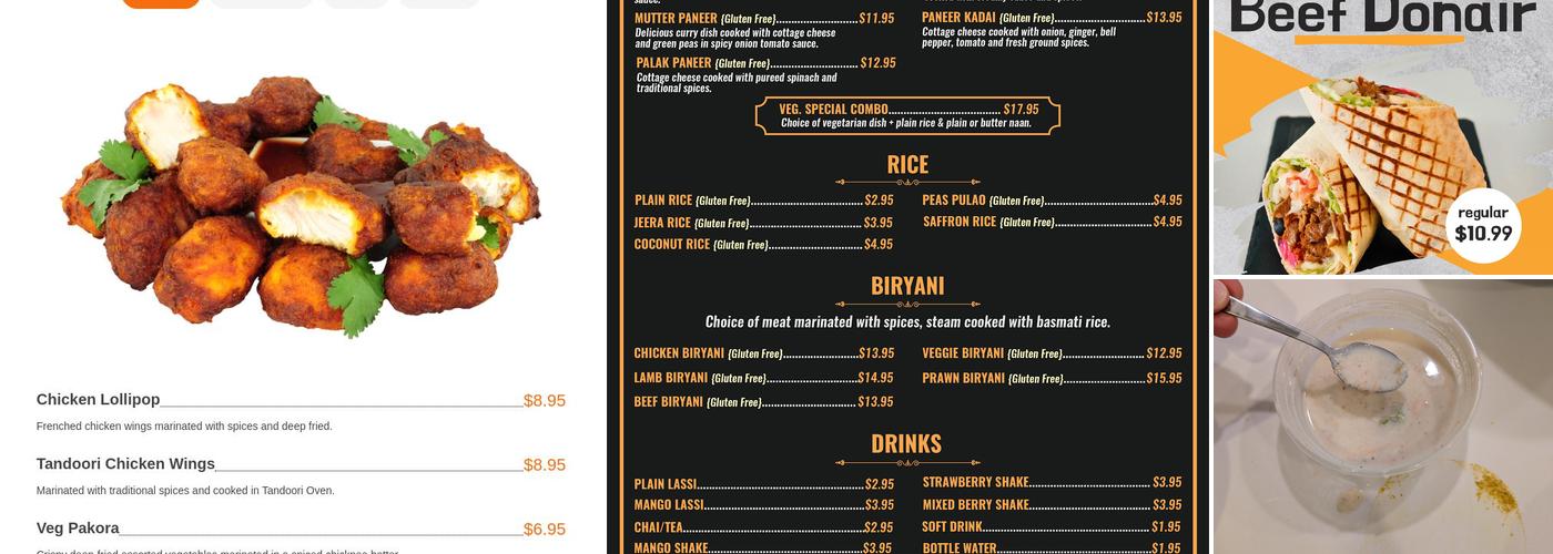 The Indian Bites Menu