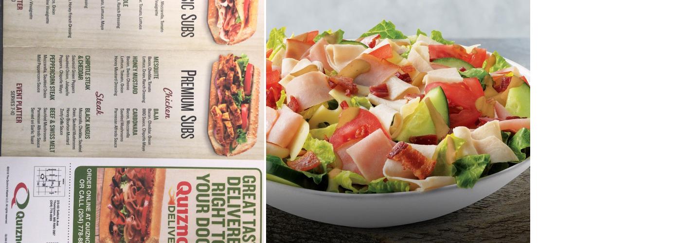 Quiznos Menu