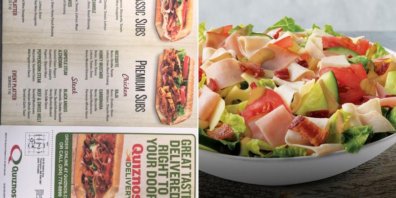 Quiznos Menu