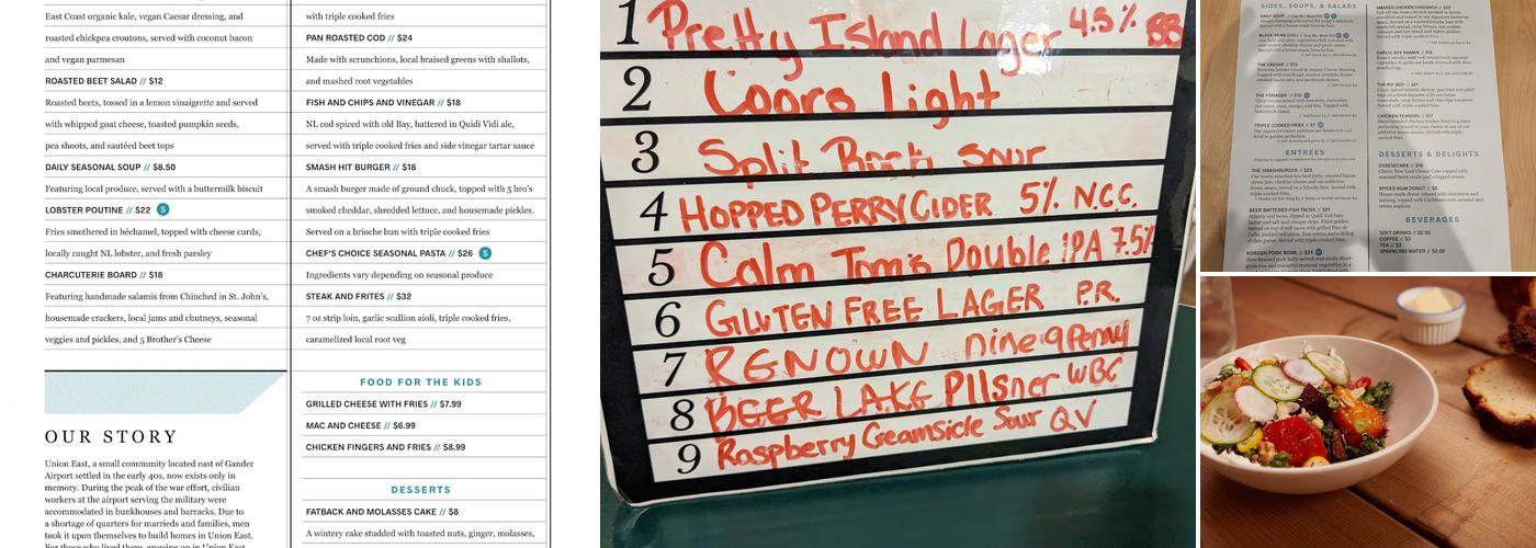 Union East & Drinks Menu