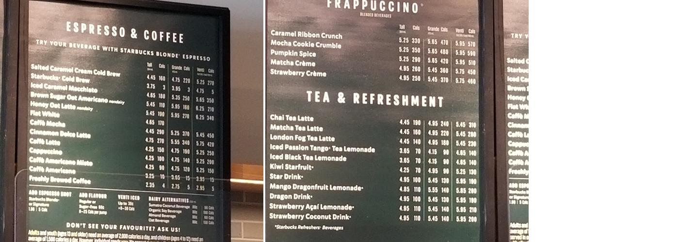 Starbucks Menu