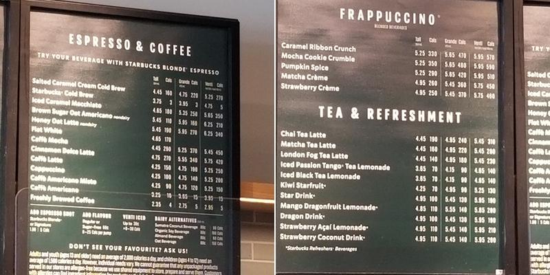 Starbucks Menu