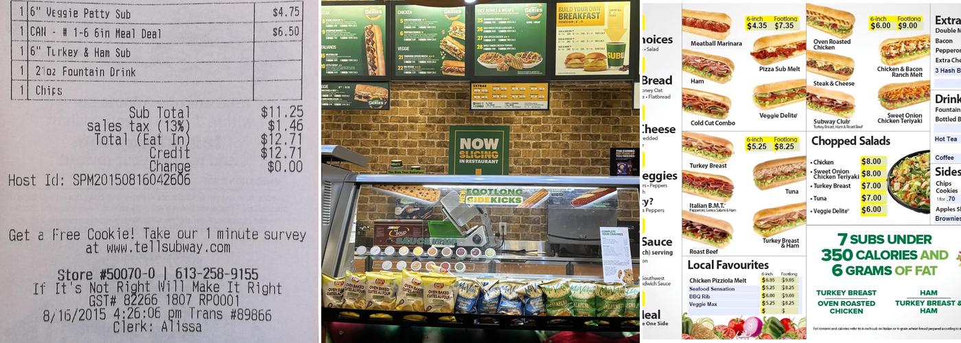 Subway Menu