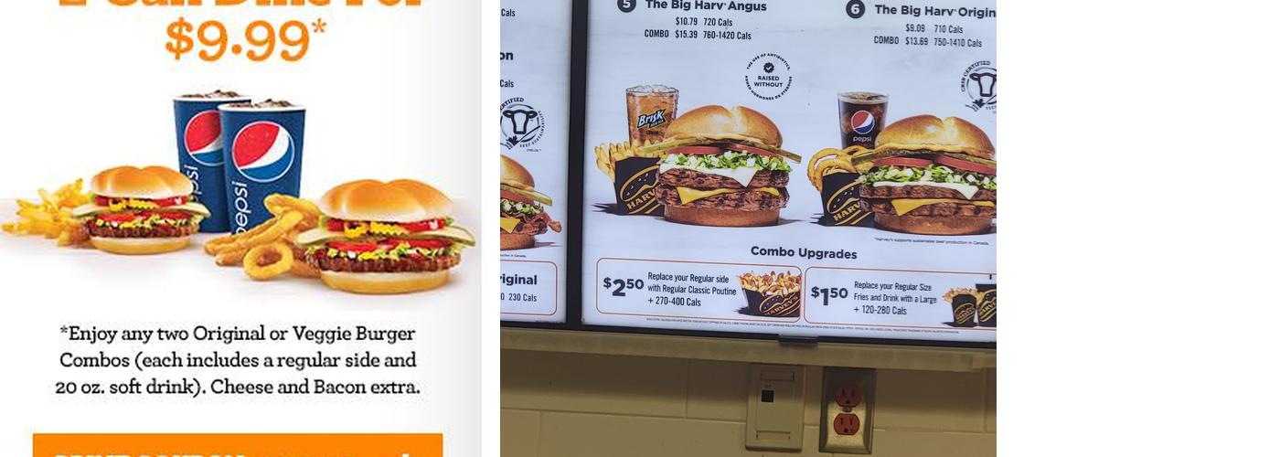 Harvey's Menu