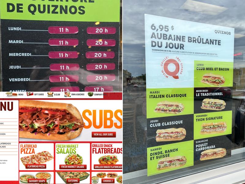 Quiznos Menu