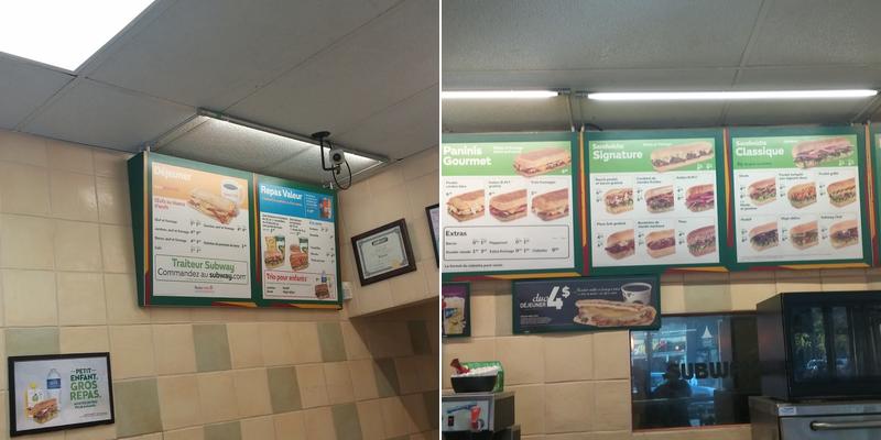 Subway Menu