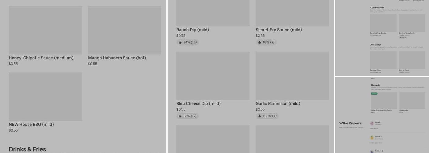 It's Just Wings Menu