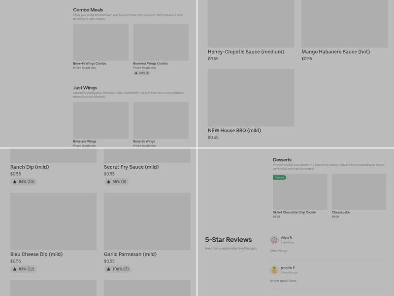 It's Just Wings Menu