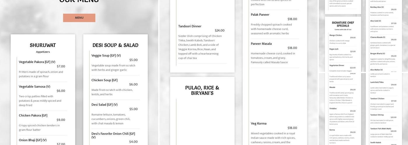 Mradaa Cuisine Of India Menu