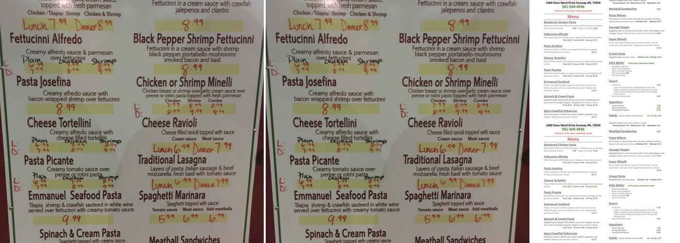The Pasta House Food Truck Menu