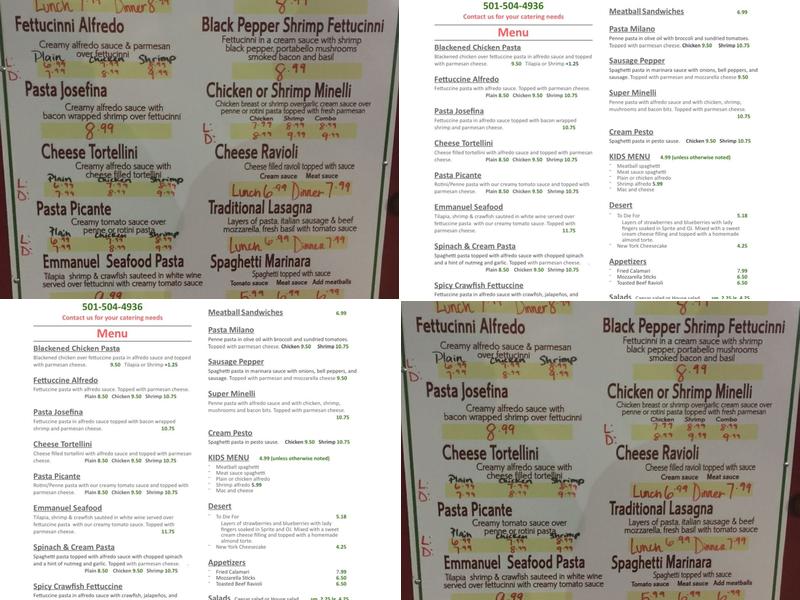 The Pasta House Food Truck Menu