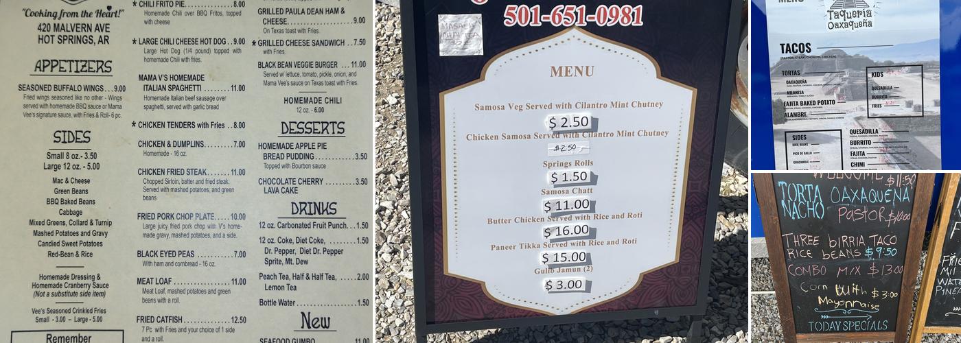 taj on wheels Menu