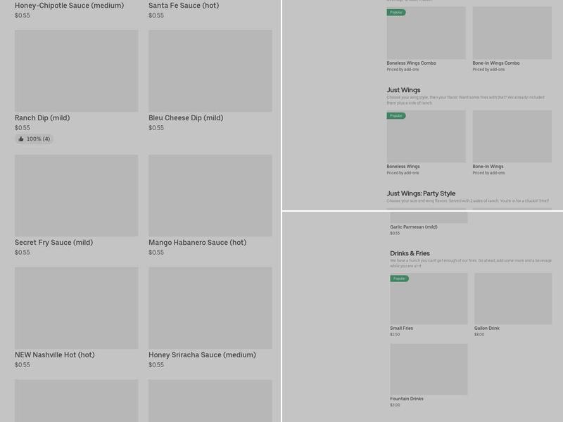 It's Just Wings Menu