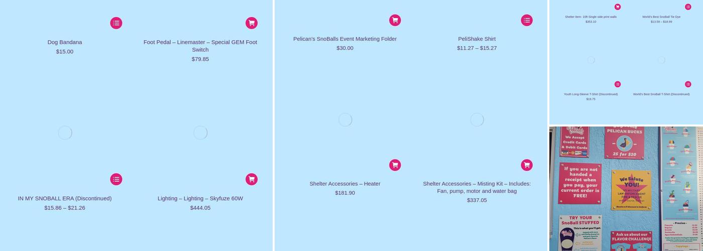 Pelican's SnoBalls of Palmetto Menu