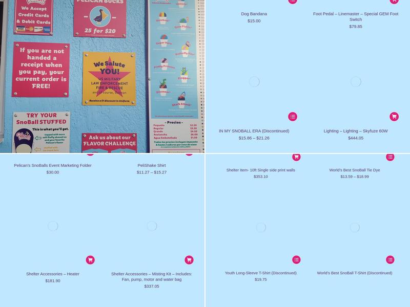 Pelican's SnoBalls of Palmetto Menu