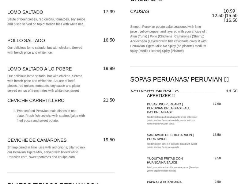 Antojo latino Menu