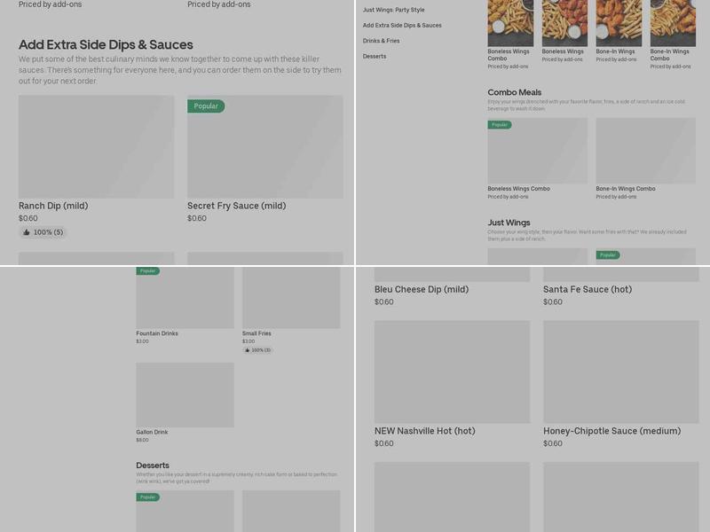 It's Just Wings Menu