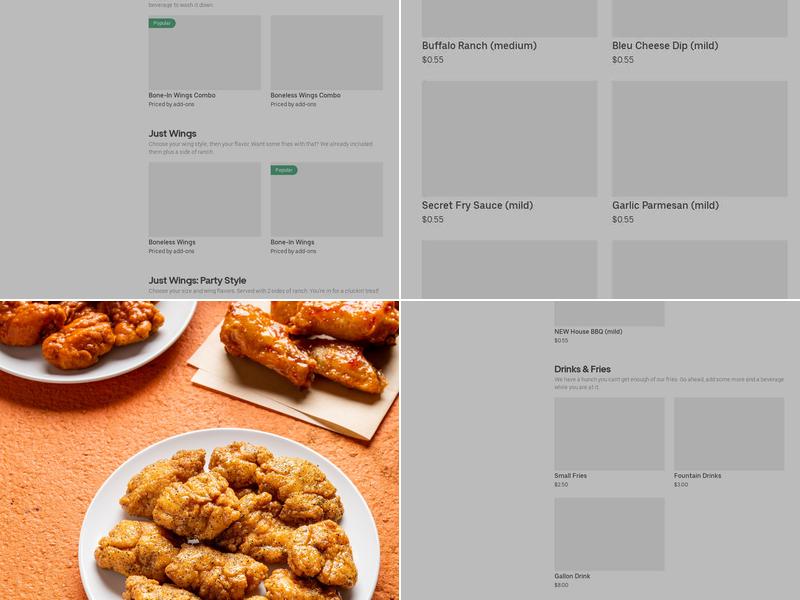 It's Just Wings Menu