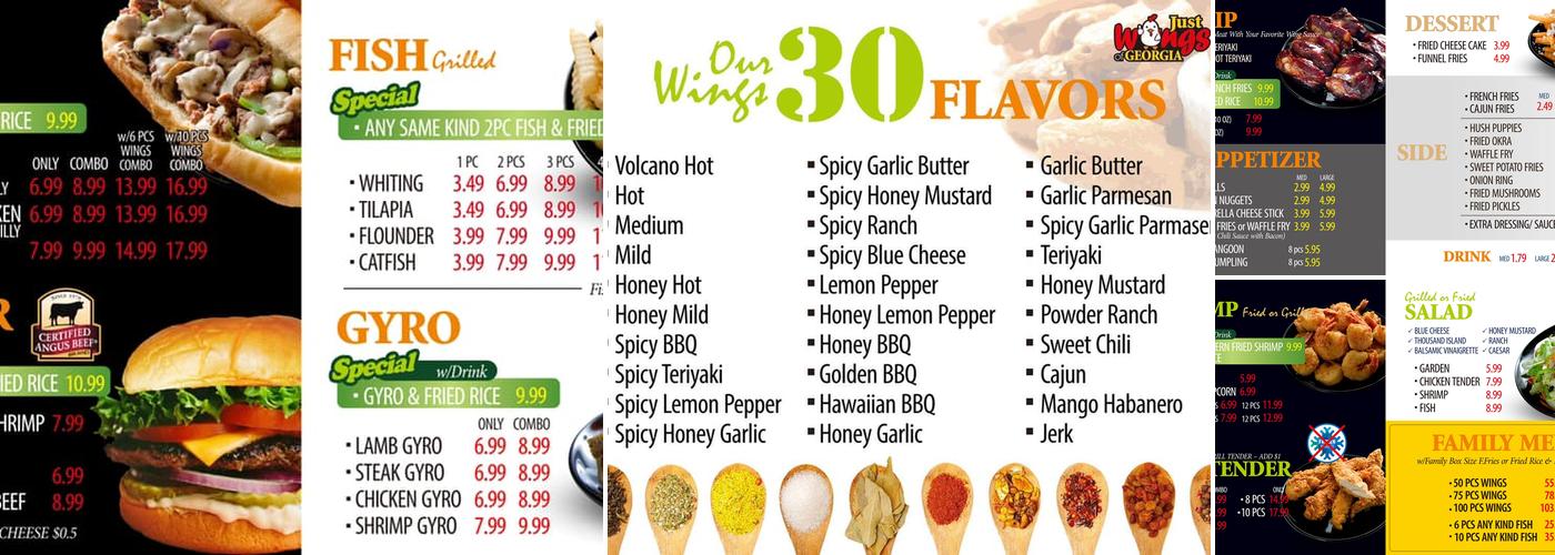 It's Just Wings Menu