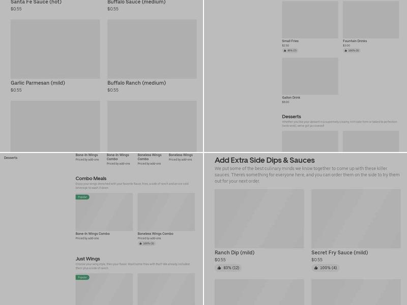 It's Just Wings Menu