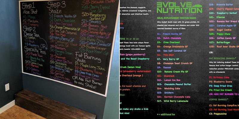 Evolve Nutrition Menu
