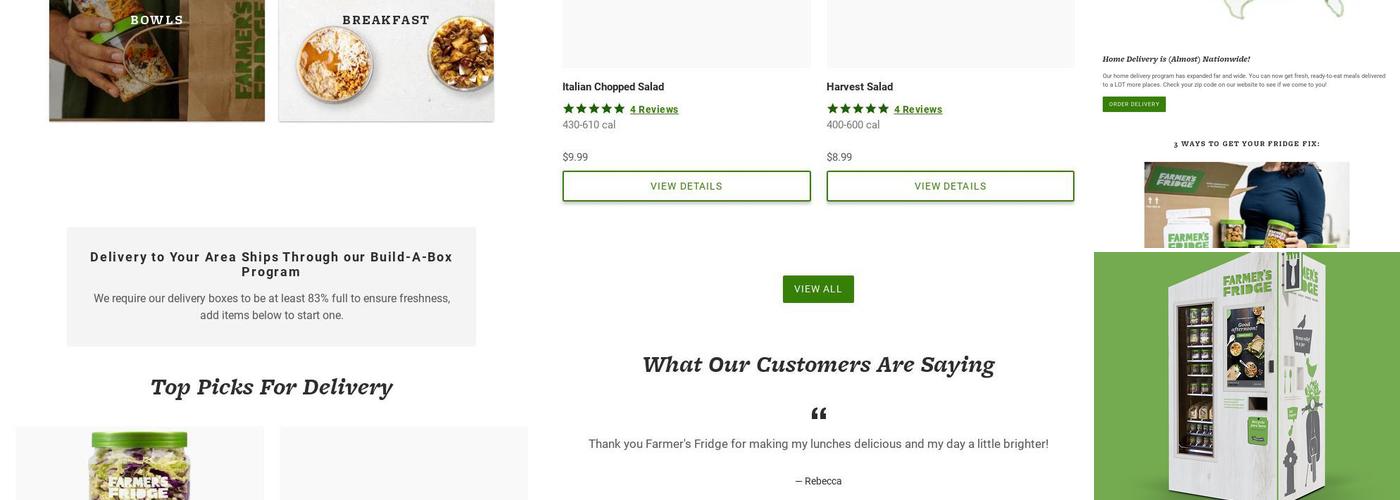 Farmer's Fridge Menu