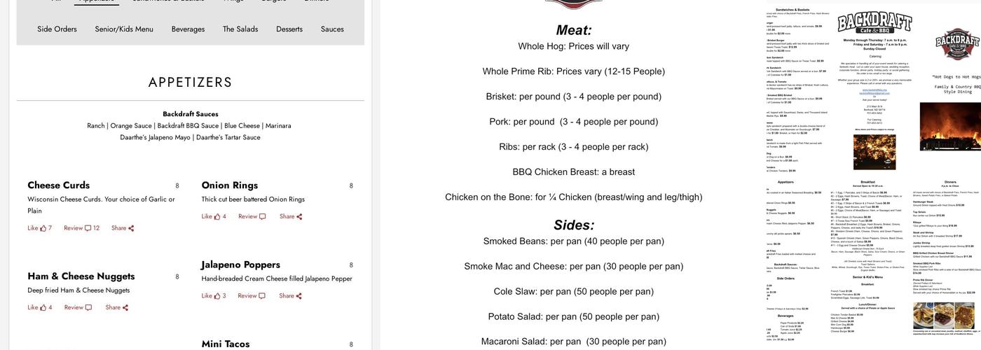 BackDraft BBQ Menu