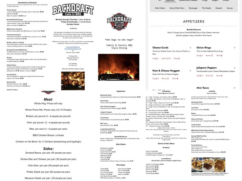 BackDraft BBQ Menu