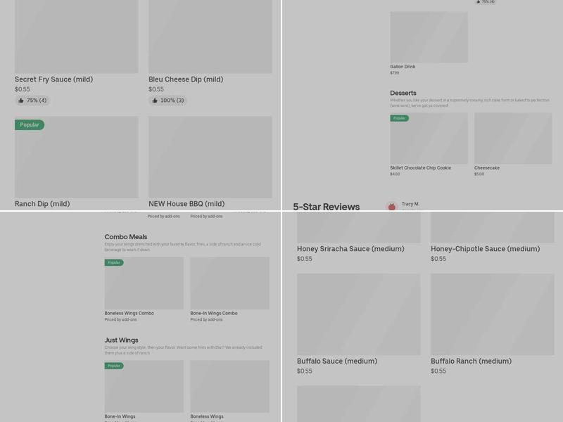 It's Just Wings Menu